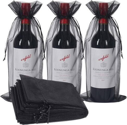 Organza Wine Bags White, 14 1/3 x 6 1/3 inches 750ML Wine Bottle Gift Bags with Drawstring for Wedding Festival Party Favors Fruit Protection(30pcs) in Saudi Arabia