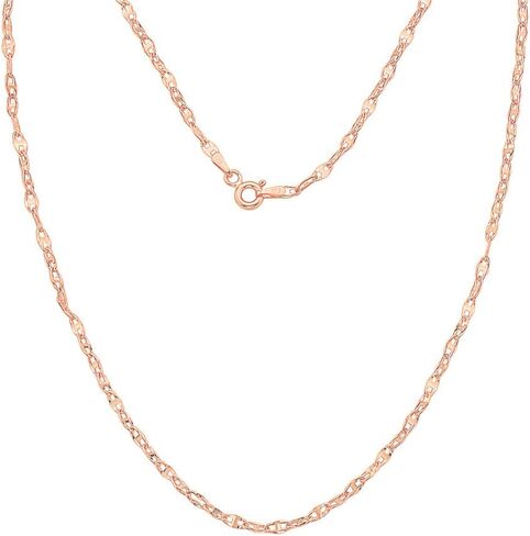 PORI JEWELERS 14K Gold 2mm Twisted Mariner/Marina Link Chain Necklace- Choose Your Color - 16"-24" in Kuwait