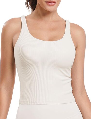 HeyNuts Zeal Bras Longline Ribbed Medium Support Sports Bras, Crisscross Back Tank Tops with Removable Pads A-D Cups in Saudi Arabia