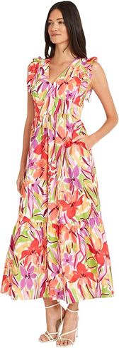 Maggy London Womens Women's Cocktail Dress with V-Neck, Ruffle, Pockets Maxi | Summer Dresses for Women in Saudi Arabia