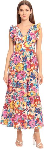 Maggy London Womens Women's Cocktail Dress with V-Neck, Ruffle, Pockets Maxi | Summer Dresses for Women in Saudi Arabia