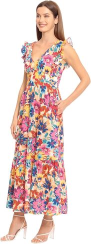 Maggy London Womens Women's Cocktail Dress with V-Neck, Ruffle, Pockets Maxi | Summer Dresses for Women in Saudi Arabia