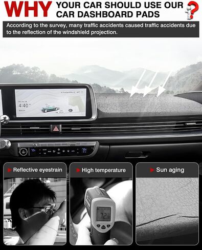 حصيرة غطاء لوحة القيادة من Autoorder لعام 2023 2024 Hyundai Ioniq 6 ملحقات غطاء لوحة القيادة من الفلانيل، واقي من الشمس وهج الأشعة فوق البنفسجية (بدون غطاء) in Saudi Arabia