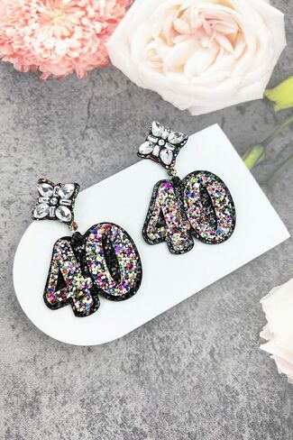 Birthday Glitter Drop Post Earrings - Shimmering, Jewelry, Memorable Milestone, Sparkles in Saudi Arabia