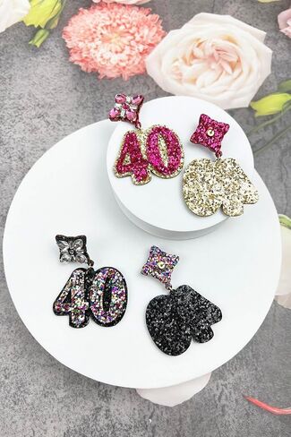 Birthday Glitter Drop Post Earrings - Shimmering, Jewelry, Memorable Milestone, Sparkles in Saudi Arabia