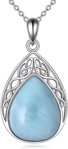 CRMAD Larimar/Opal/Amber/Malachite/Labradorite/Turquoise/Lapis Lazuli/Black Onyx/Rose Quartz/Peridot Necklace for Women 925 Sterling Silver Teardrop Pendant Jewelry Gifts for Girls in Saudi Arabia