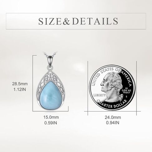 CRMAD Larimar/Opal/Amber/Malachite/Labradorite/Turquoise/Lapis Lazuli/Black Onyx/Rose Quartz/Peridot Necklace for Women 925 Sterling Silver Teardrop Pendant Jewelry Gifts for Girls in Saudi Arabia