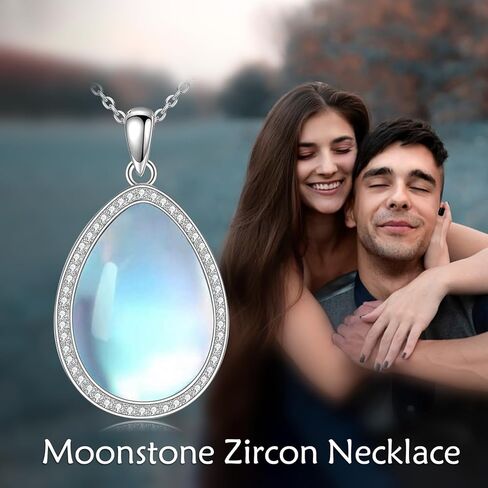 CRMAD Larimar/Opal/Amber/Malachite/Labradorite/Turquoise/Lapis Lazuli/Black Onyx/Rose Quartz/Peridot Necklace for Women 925 Sterling Silver Teardrop Pendant Jewelry Gifts for Girls in Kuwait