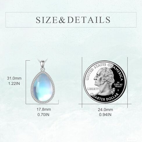 CRMAD Larimar/Opal/Amber/Malachite/Labradorite/Turquoise/Lapis Lazuli/Black Onyx/Rose Quartz/Peridot Necklace for Women 925 Sterling Silver Teardrop Pendant Jewelry Gifts for Girls in Kuwait