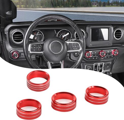 Center Console Air Conditioner Switch Knob Trim Cover Headlight Knob Trim Cover Aluminum Alloy Interior Accessories Compatible with Jeep Wrangler JL JLU & Gladiator JT 2018-2024,Blue in Saudi Arabia