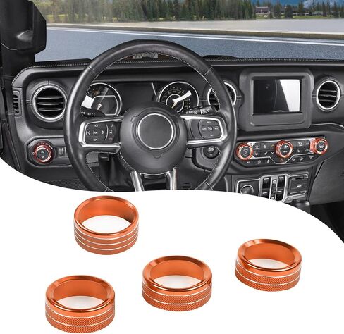 Center Console Air Conditioner Switch Knob Trim Cover Headlight Knob Trim Cover Aluminum Alloy Interior Accessories Compatible with Jeep Wrangler JL JLU & Gladiator JT 2018-2024,Blue in Saudi Arabia