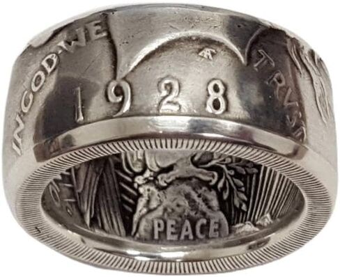 Morgan Silver Dollar Coin Men's Ring Coin Ring Morgan Silver Coin Design Ring, Men's Coin Ring, Fashion Jewelry Handmade Punk Vintage Personality Coin Ring, in God We Trust Rings Size 7 in Saudi Arabia