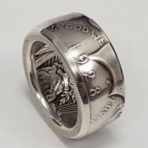 Morgan Silver Dollar Coin Men's Ring Coin Ring Morgan Silver Coin Design Ring, Men's Coin Ring, Fashion Jewelry Handmade Punk Vintage Personality Coin Ring, in God We Trust Rings Size 7 in Saudi Arabia