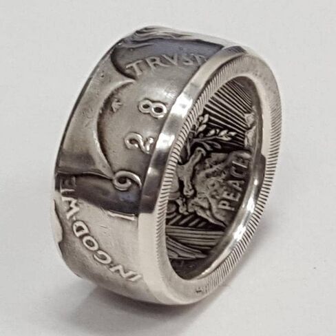 Morgan Silver Dollar Coin Men's Ring Coin Ring Morgan Silver Coin Design Ring, Men's Coin Ring, Fashion Jewelry Handmade Punk Vintage Personality Coin Ring, in God We Trust Rings Size 7 in Saudi Arabia