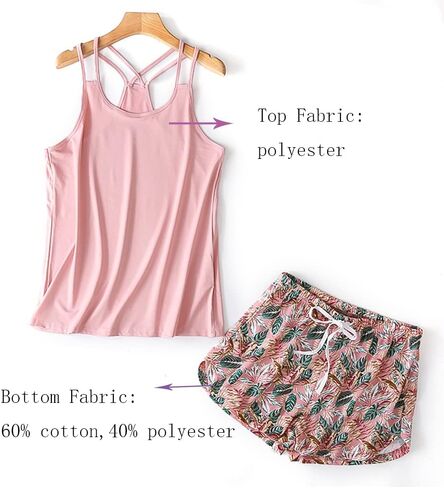 CHUNG Women Camisole Top Shorts Bottom Pajamas Set Loungewear Sleepwear Tank Cross Back Fitness Fashion in Saudi Arabia