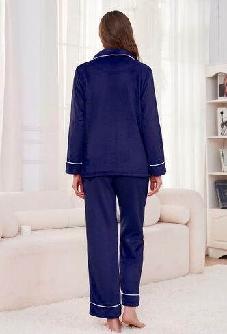 Women Fleece Pajama set,Long Sleeve Soft Comfy Pj Sets. in Saudi Arabia