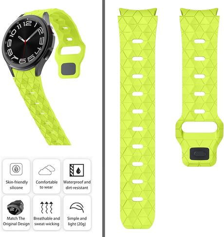 Rugged Band Compatible with Samsung Galaxy Watch 6 5 4 Bands 44mm 40mm/Galaxy Watch 6 Classic Bands 47mm 43mm/Galaxy Watch 5 Pro 45mm/Watch 4 Classic 46mm 42mm, No Gap Silicone Replacement Sports Strap in Kuwait