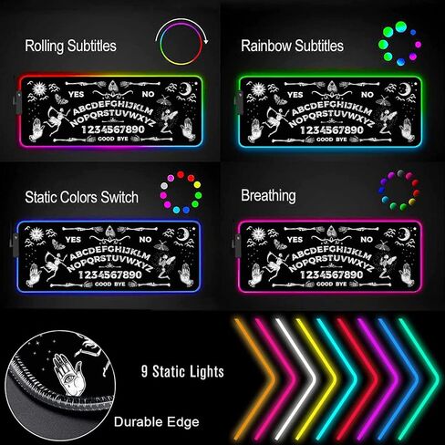 RGB Gaming Mouse Pad Large Mouse Pad Desk Mat Led Mouse Pad Light-up Mouse Pad, Large Keyboard Pad, Optical Waterproof Non-Slip, Great for Gamers, Dog Mom Floral Design in Kuwait