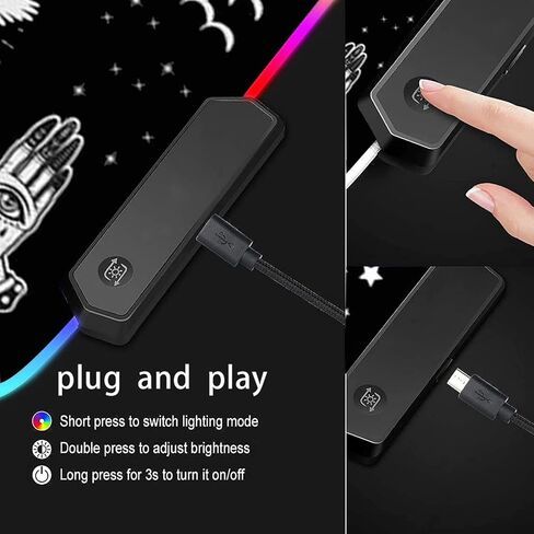 RGB Gaming Mouse Pad Large Mouse Pad Desk Mat Led Mouse Pad Light-up Mouse Pad, Large Keyboard Pad, Optical Waterproof Non-Slip, Great for Gamers, Dog Mom Floral Design in Kuwait