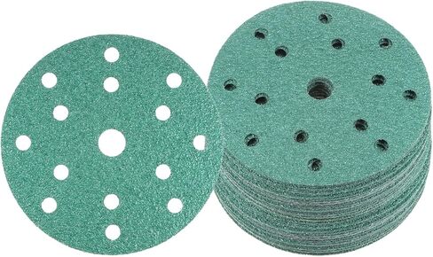 50 قطعة من أقراص الصنفرة ذات الأغشية الخضراء - [6 بوصة 400 فريتة 15 فتحة] خطاف دائري من أكسيد الألومنيوم وحلقة وسادات صنفرة رطبة وجافة لاستخدام تلميع المعادن الخشبية | الزركونيوم اكسيد الالمونيوم الصنفرة in Kuwait