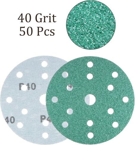 50 قطعة من أقراص الصنفرة ذات الأغشية الخضراء - [6 بوصة 400 فريتة 15 فتحة] خطاف دائري من أكسيد الألومنيوم وحلقة وسادات صنفرة رطبة وجافة لاستخدام تلميع المعادن الخشبية | الزركونيوم اكسيد الالمونيوم الصنفرة in Kuwait