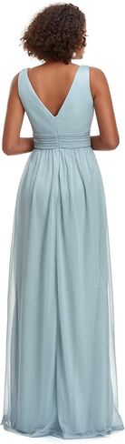 Ever-Pretty Women's V-Neck High Wasit Glitter Maxi Evening Dress 07764-USA in Saudi Arabia