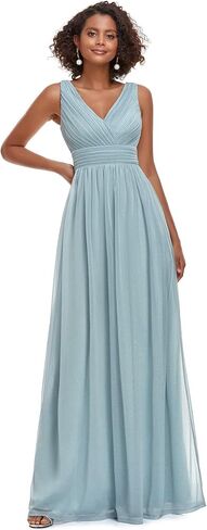 Ever-Pretty Women's V-Neck High Wasit Glitter Maxi Evening Dress 07764-USA in Saudi Arabia