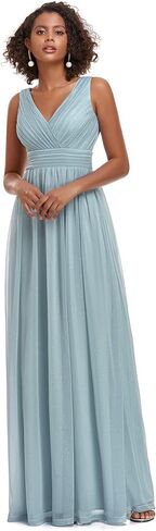 Ever-Pretty Women's V-Neck High Wasit Glitter Maxi Evening Dress 07764-USA in Saudi Arabia