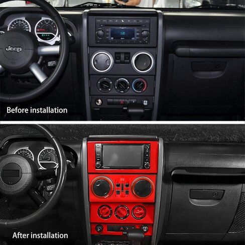 RT-TCZ ل رانجلر JK لوحة القيادة غطاء لوحة الكسوة ديكور ل جيب رانجلر JK JKU 2007-2010 الأحمر الداخلية اكسسوارات 4 قطعة in Kuwait