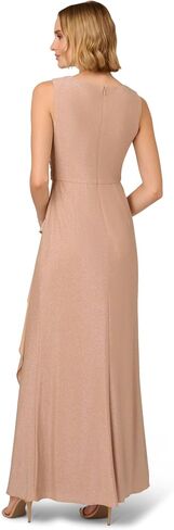 Adrianna Papell Women's Metallic Knit Draped Gown in Kuwait