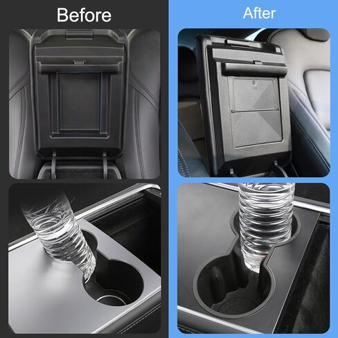 4 قطع صينية تنظيم وحدة التحكم المركزية متوافقة مع ملحقات Tesla Model 3 Model Y 2023 2022 2021، مسند الذراع، صندوق تخزين درج مخفي، حامل أكواب، ملحقات داخلية in Kuwait