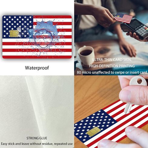 American Flag Pattern Credit Card Stickers Skin No Bubble Slim Waterproof Anti-Wrinkling Removable Vinyl Debit Skin Cover Credit Card Decals in Saudi Arabia