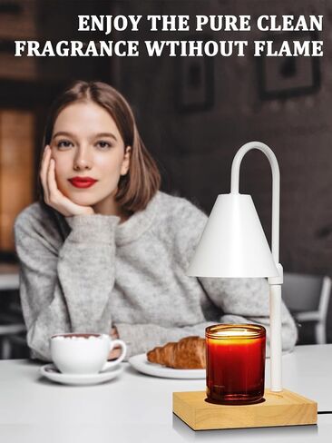 Candle Warmer Lamp with Timer, Dimmable Control, Vintage Home Decor, Amber Glass Flower Lampshade, Perfect for Scented Candle Jars, Flame-Free, Aroma Diffusion, Walnut Base in Saudi Arabia