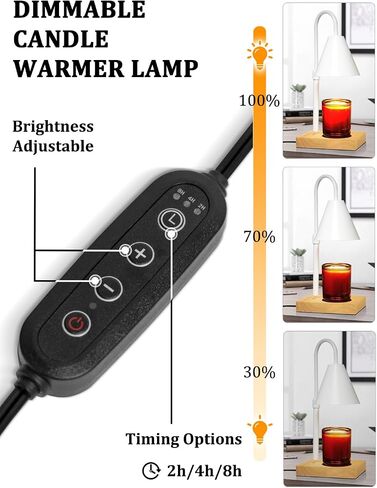 Candle Warmer Lamp with Timer, Dimmable Control, Vintage Home Decor, Amber Glass Flower Lampshade, Perfect for Scented Candle Jars, Flame-Free, Aroma Diffusion, Walnut Base in Saudi Arabia