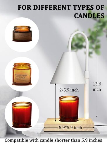 Candle Warmer Lamp with Timer, Dimmable Control, Vintage Home Decor, Amber Glass Flower Lampshade, Perfect for Scented Candle Jars, Flame-Free, Aroma Diffusion, Walnut Base in Saudi Arabia
