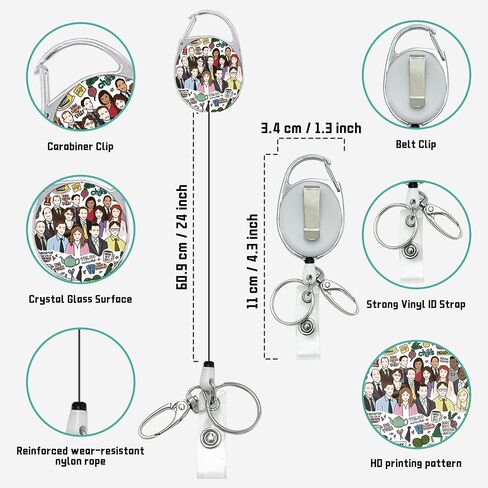 ID Badge Holder with Lanyard and Retractable Badge Reel Clip, Vertical ID Card Protector with Breakaway Lanyard, Funny The Office Gifts for Coworkers, Students, Friends (Style - H) in Saudi Arabia
