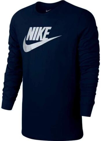 تي شيرت Nike رجالي NSW بأكمام طويلة تي شيرت Icon Futura باللون الأزرق الداكن/الأبيض in Saudi Arabia
