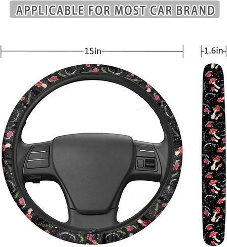 Sunflower Cow Print Stretch Steering Wheel Cover for Women Men Warm in Winter and Cool in Summer Steering Wheel Protector Car Accessories Universal 15 inch Odorless Auto Steering Wheel Covers in Saudi Arabia