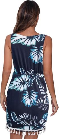 Womens Summer Dresses Wrap V Neck Sleeveless Sundress Beach Boho Flare Tank Dress with Pockets in Saudi Arabia