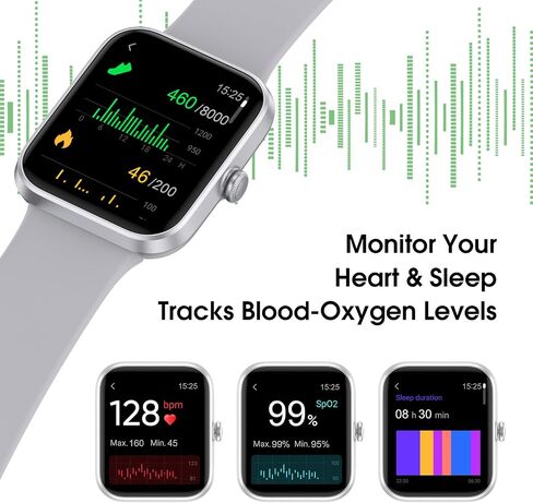 Smart Watch, Fitness Tracker Watch with 45 mm Touchscreen, Heart Rate Monitor, Blood Oxygen, Sleep Tracking Fitness Watch 5ATM Waterproof Smartwatch for Women Men Compatible with Android iOS in Saudi Arabia