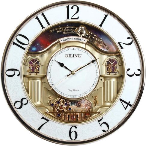Very Large Size Motion Wall Clock with Melodies & Chimes - Chiming Clock Battery Operated, Pendulum Music Clock for Living Room, Office, Home Decor & Gift(5111E) in Saudi Arabia