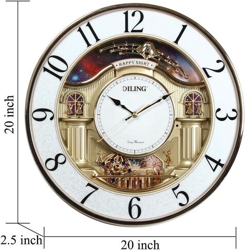 Very Large Size Motion Wall Clock with Melodies & Chimes - Chiming Clock Battery Operated, Pendulum Music Clock for Living Room, Office, Home Decor & Gift(5111E) in Saudi Arabia