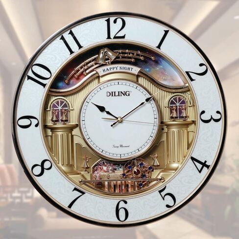 Very Large Size Motion Wall Clock with Melodies & Chimes - Chiming Clock Battery Operated, Pendulum Music Clock for Living Room, Office, Home Decor & Gift(5111E) in Saudi Arabia