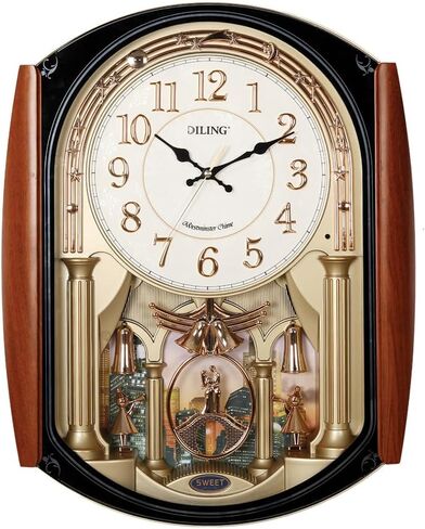 Very Large Size Motion Wall Clock with Melodies & Chimes - Chiming Clock Battery Operated, Pendulum Music Clock for Living Room, Office, Home Decor & Gift(5111E) in Saudi Arabia
