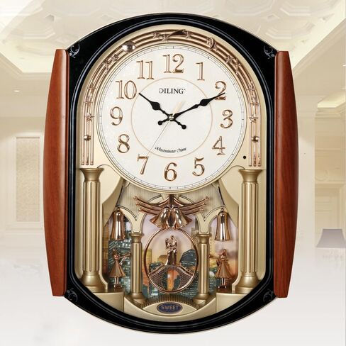 Very Large Size Motion Wall Clock with Melodies & Chimes - Chiming Clock Battery Operated, Pendulum Music Clock for Living Room, Office, Home Decor & Gift(5111E) in Saudi Arabia