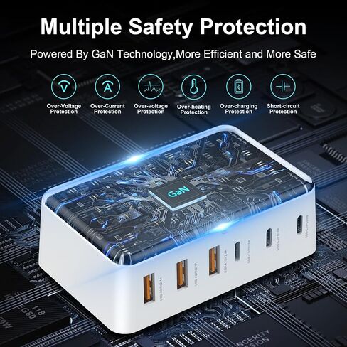 USB C Charger Block, 100W Charging Station Gan 6 Port USB Type C Fast Wall Charger Power Adapter Plug Cube Brick Hub 3 USB-C & 3 USB-A Strip for iPhone 15 14 13 12 Pro Max iPad Samsung Galaxy Pixel in Saudi Arabia