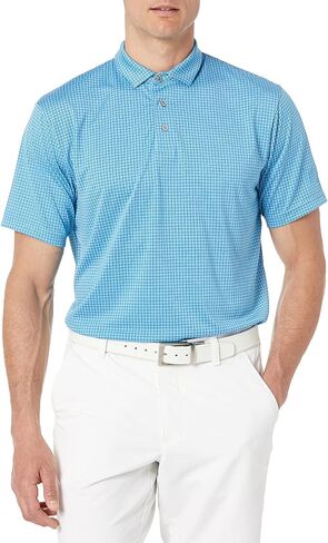 PGA TOUR Men's Mini Windowpane Short Sleeve Golf Polo Shirt in Saudi Arabia