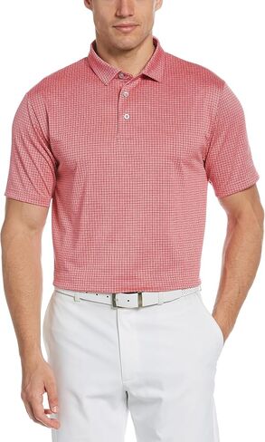 PGA TOUR Men's Mini Windowpane Short Sleeve Golf Polo Shirt in Saudi Arabia