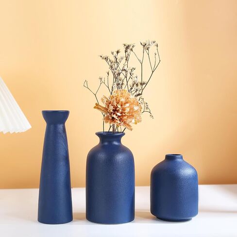 Modern Farmhouse Home Decor Small Vase Set, Ceramic Vase Home Decor, Bohemian Decorative Vase, Neutral Decorative Vase Pampas Grass and Dried Flowers, Living Room, Dining Table Decorative Flower Vase in Saudi Arabia