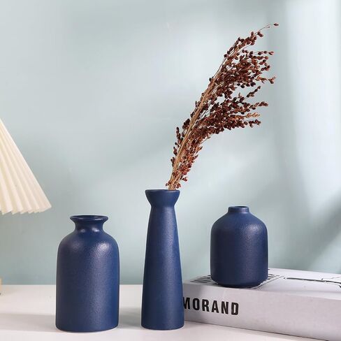 Modern Farmhouse Home Decor Small Vase Set, Ceramic Vase Home Decor, Bohemian Decorative Vase, Neutral Decorative Vase Pampas Grass and Dried Flowers, Living Room, Dining Table Decorative Flower Vase in Saudi Arabia